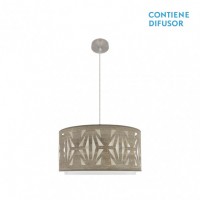 Distribuidor - Lâmpadas Diversas | Colgantes Moderno | COLGANTE KATERINA 2XE27 NIQUEL/MADERA GRIS REGX50X50 CM Ref: 177995083